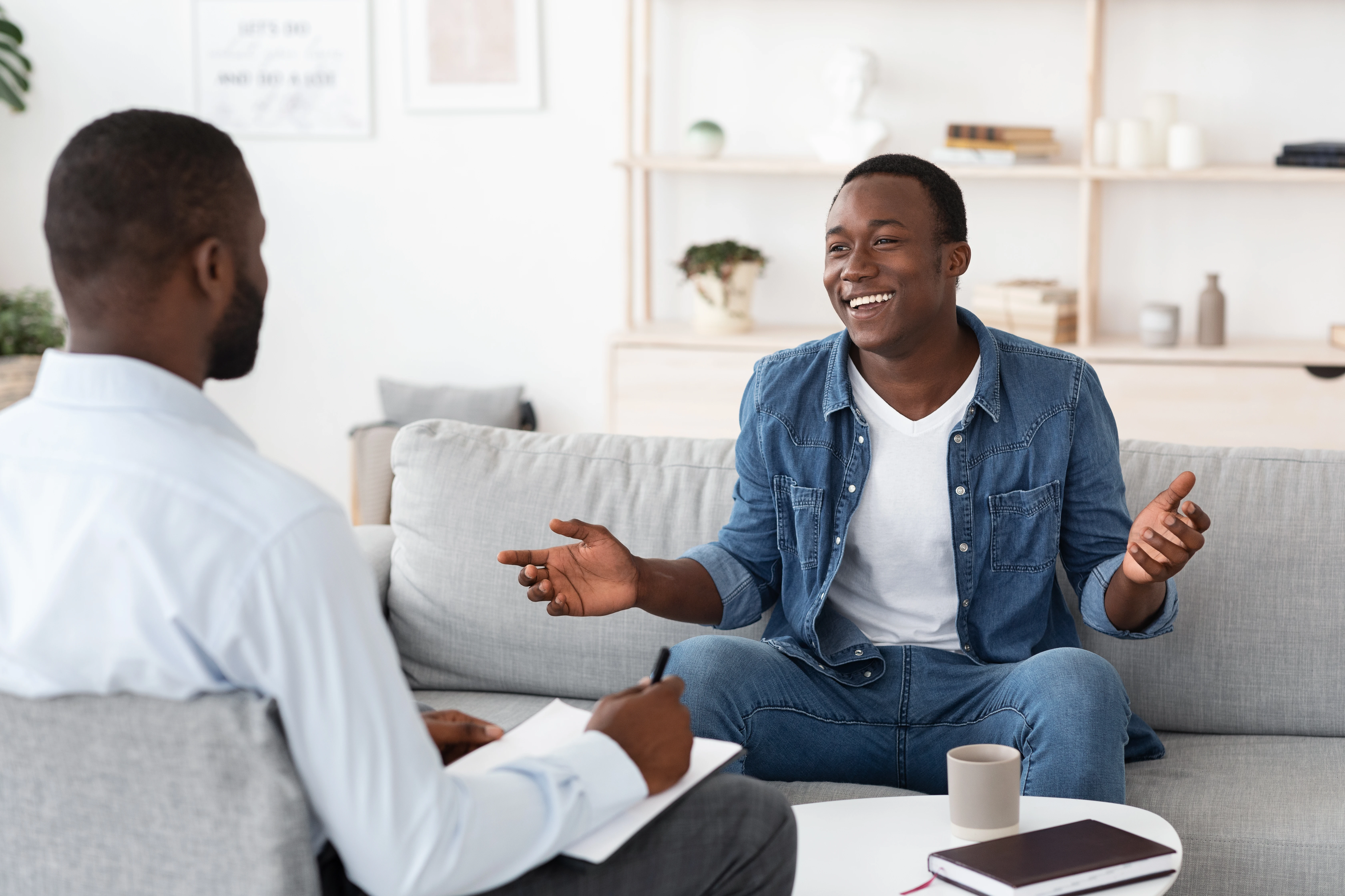 Person suffereing from addiction getting interviewed by Community Outreach Addiction Team member.